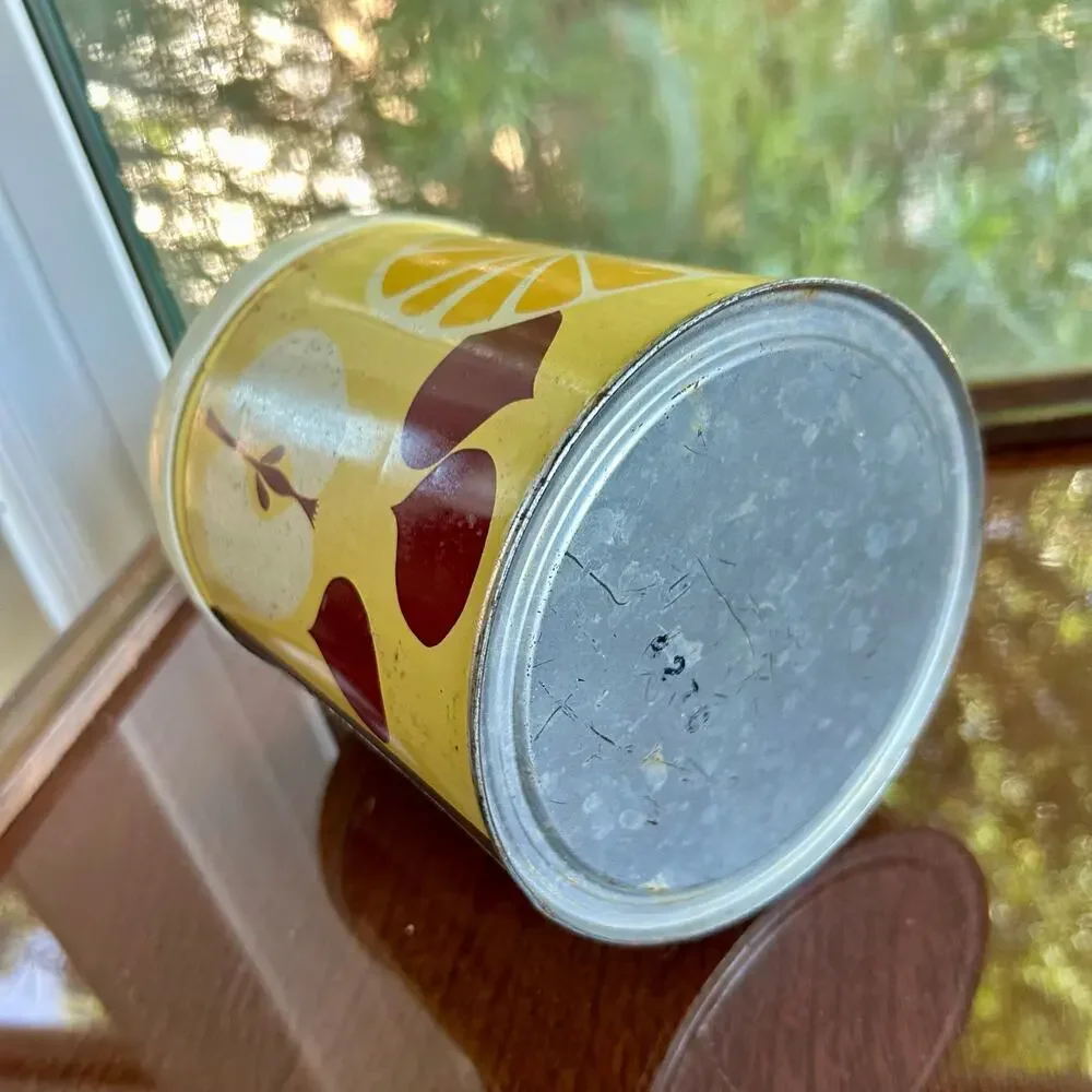 Vintage Procter & Gamble Atomic Fruit Print Canister Tin with Lid, 60s/70s